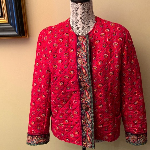 Vera Bradley vibrate red quilted jacket - Picture 2 of 10